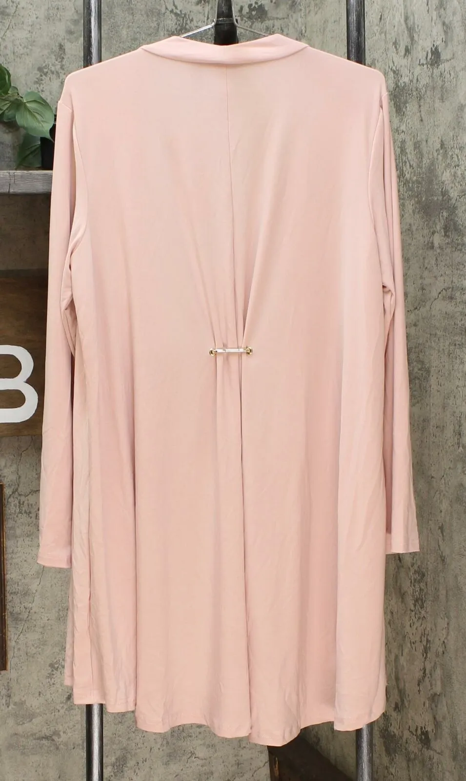 Nina Leonard Women's Plus Size Matte Jersey Cardigan With Ring Detail