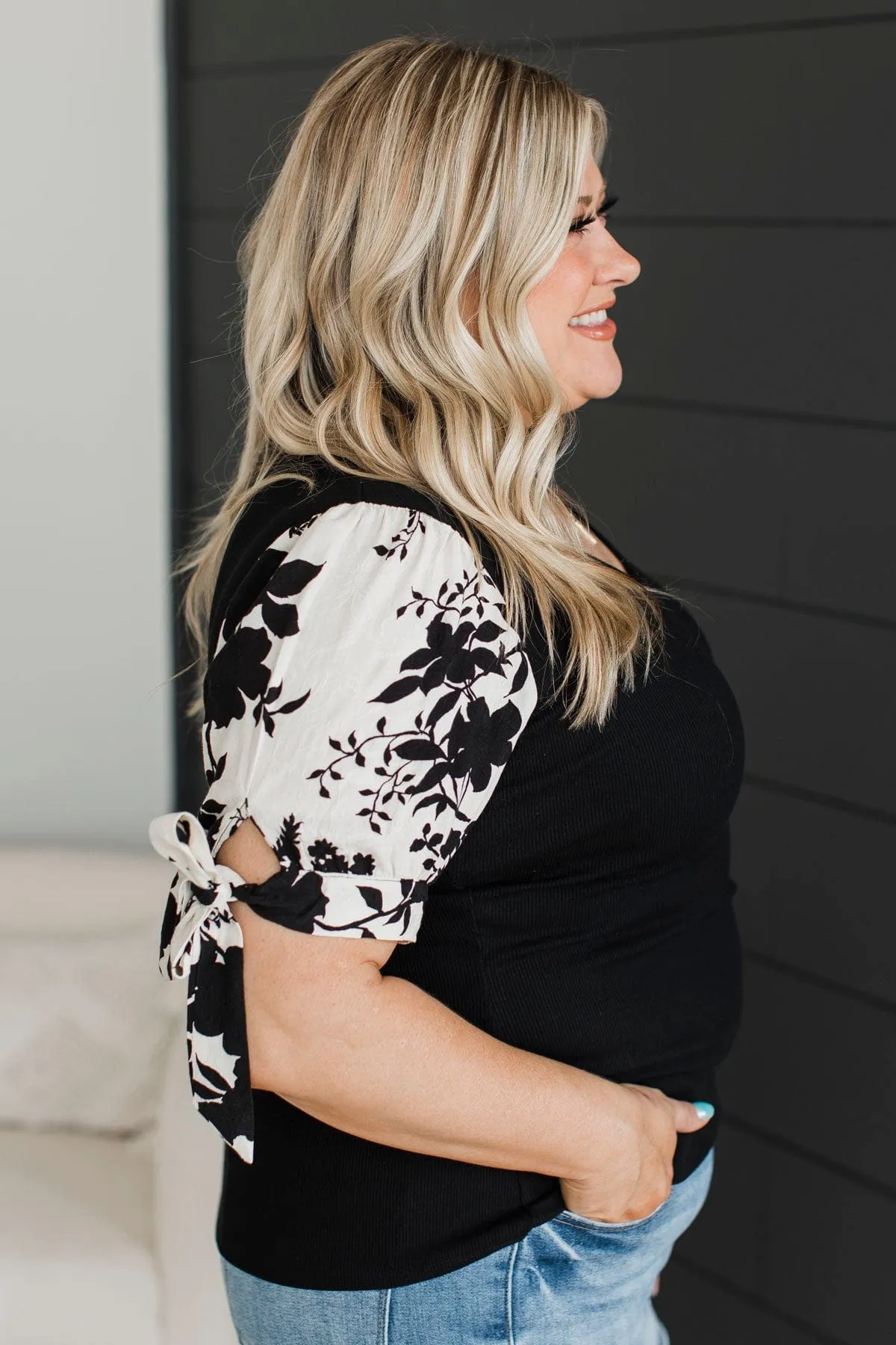 No More Waiting Puff Sleeve Top- Black