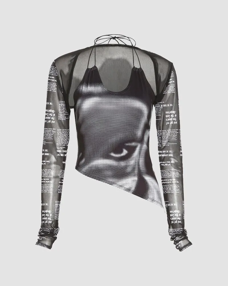 Noir Vignette Mesh Top