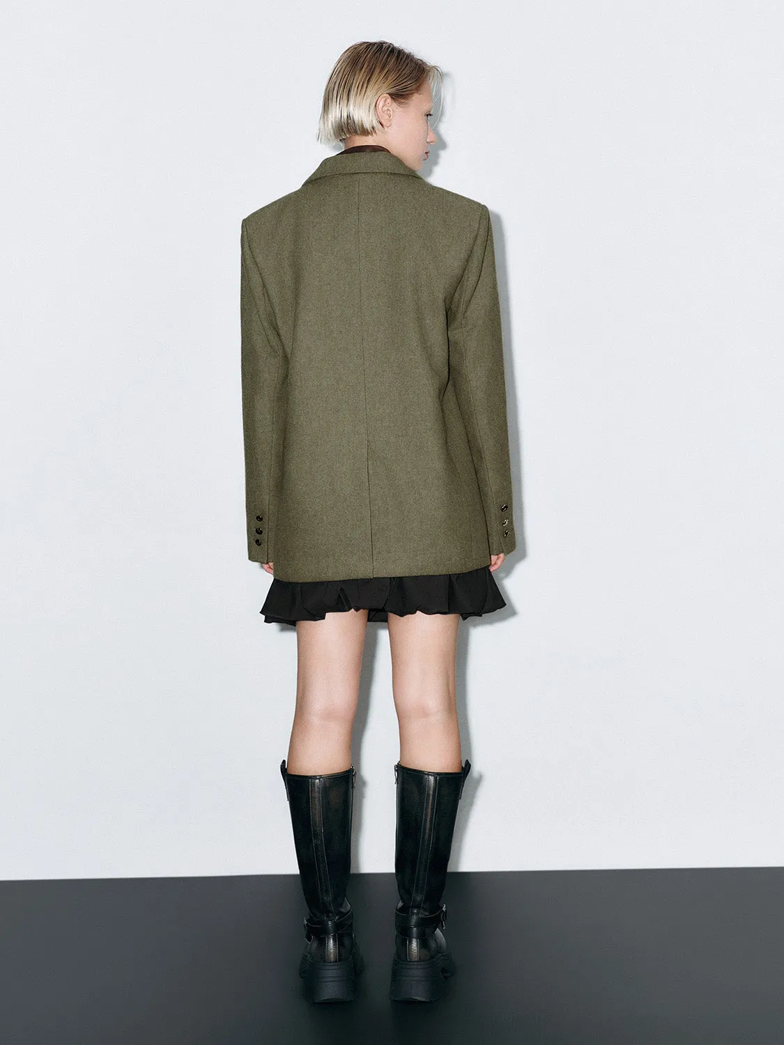 Notched Collar Single Breasted Blazers