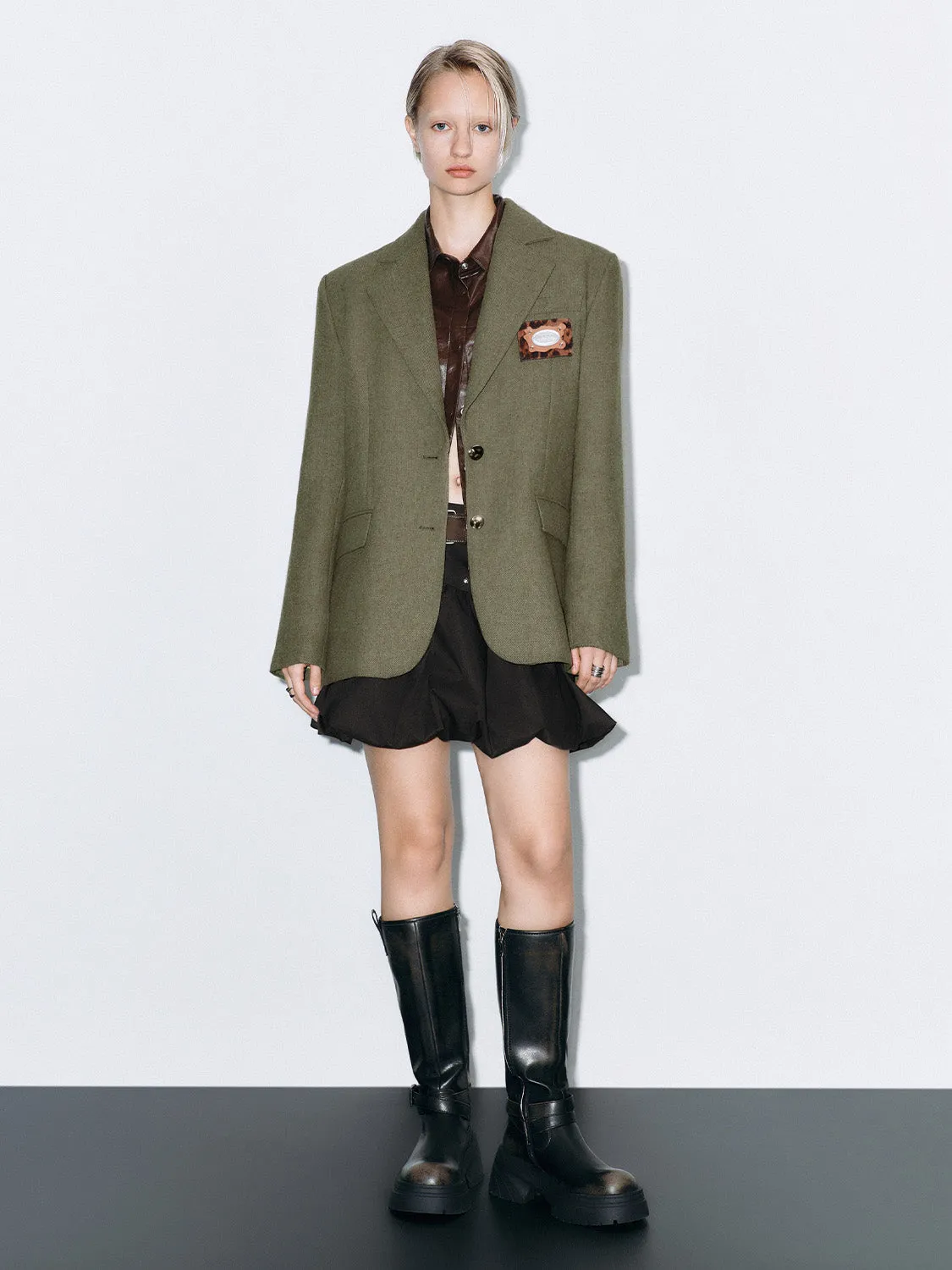 Notched Collar Single Breasted Blazers