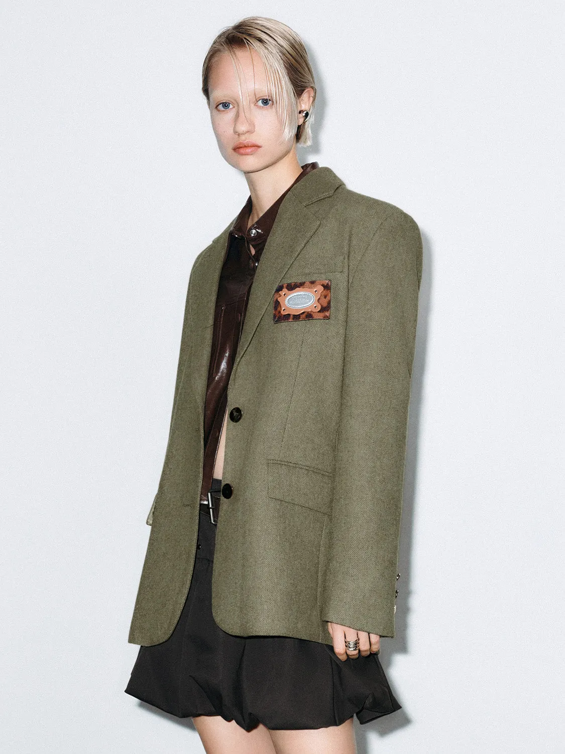 Notched Collar Single Breasted Blazers