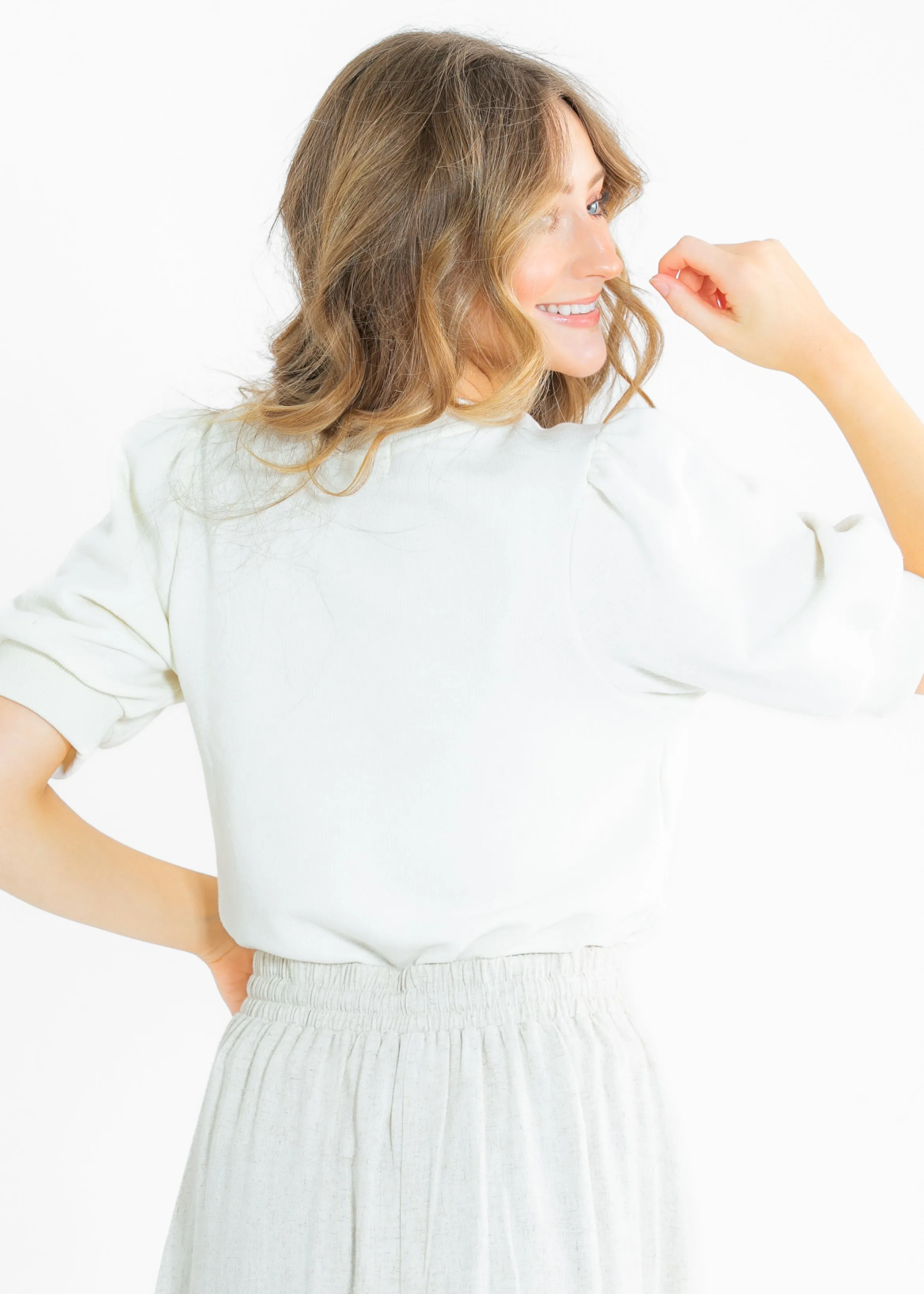 Odette Puff Sleeve Round Neck Top