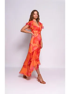 Orange Wrap Dress