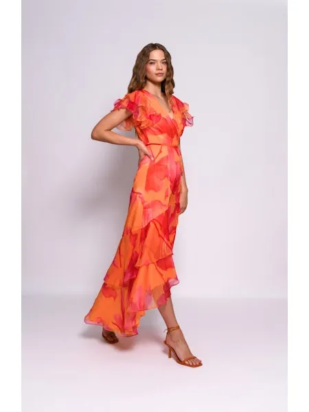Orange Wrap Dress