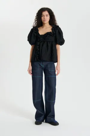 ORIANA | TOP FLURRY MATELASS… BLACK