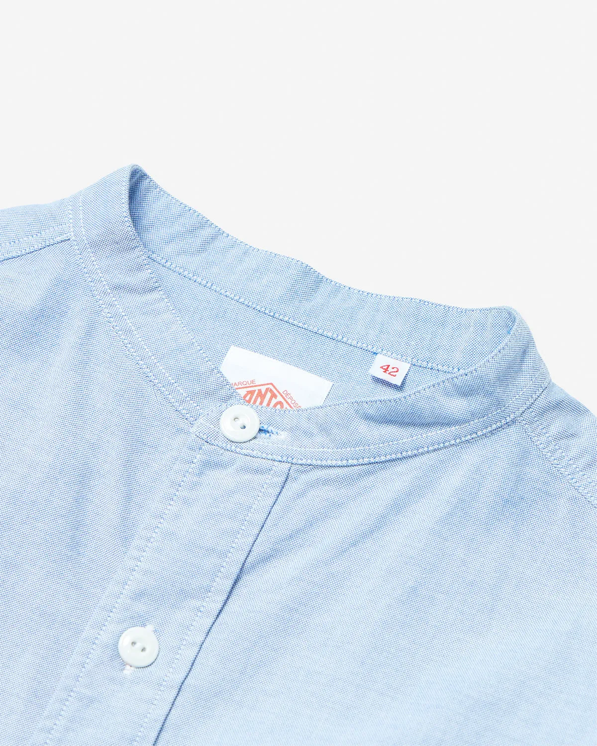 Oxford Band Collar Shirt Plain - Blue