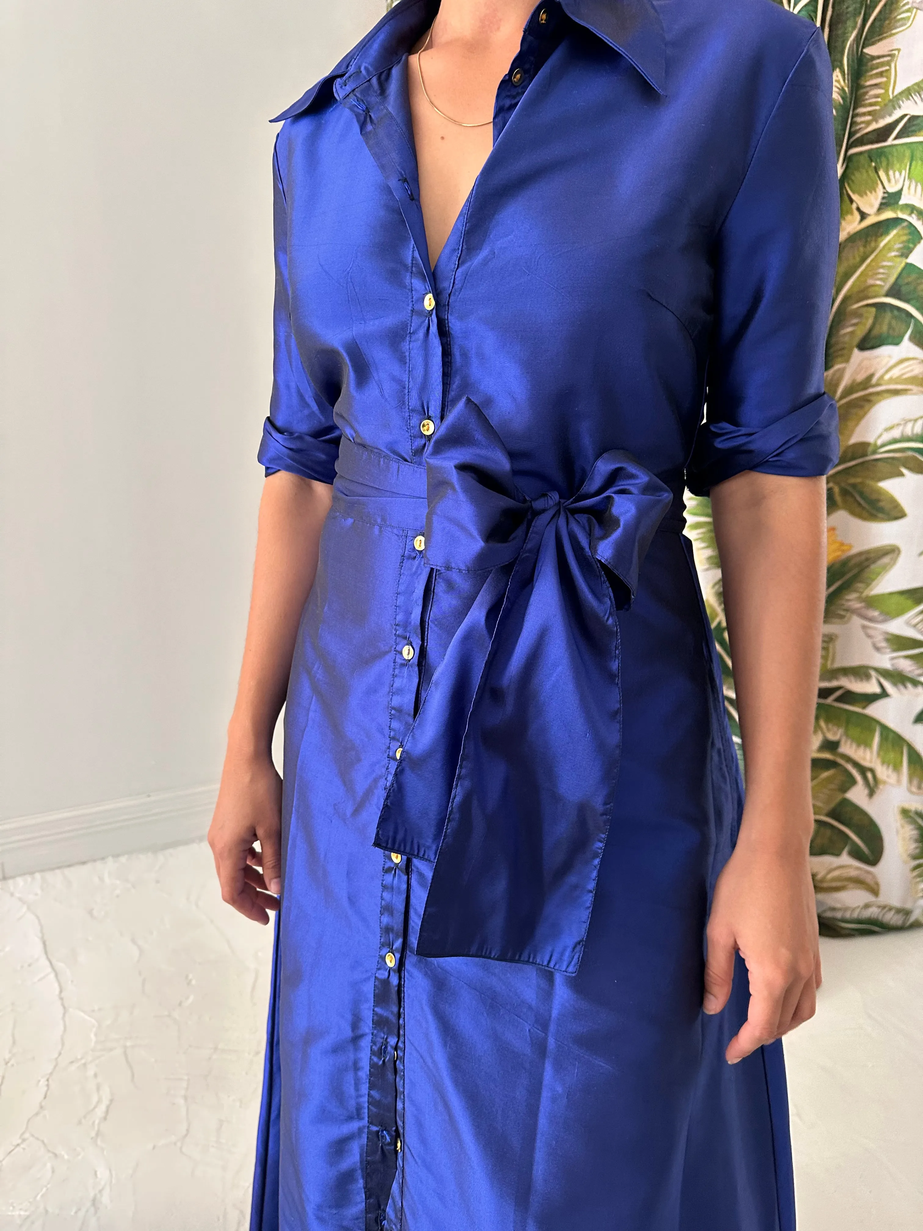 Palermo Maxi Dress in Blue Silk
