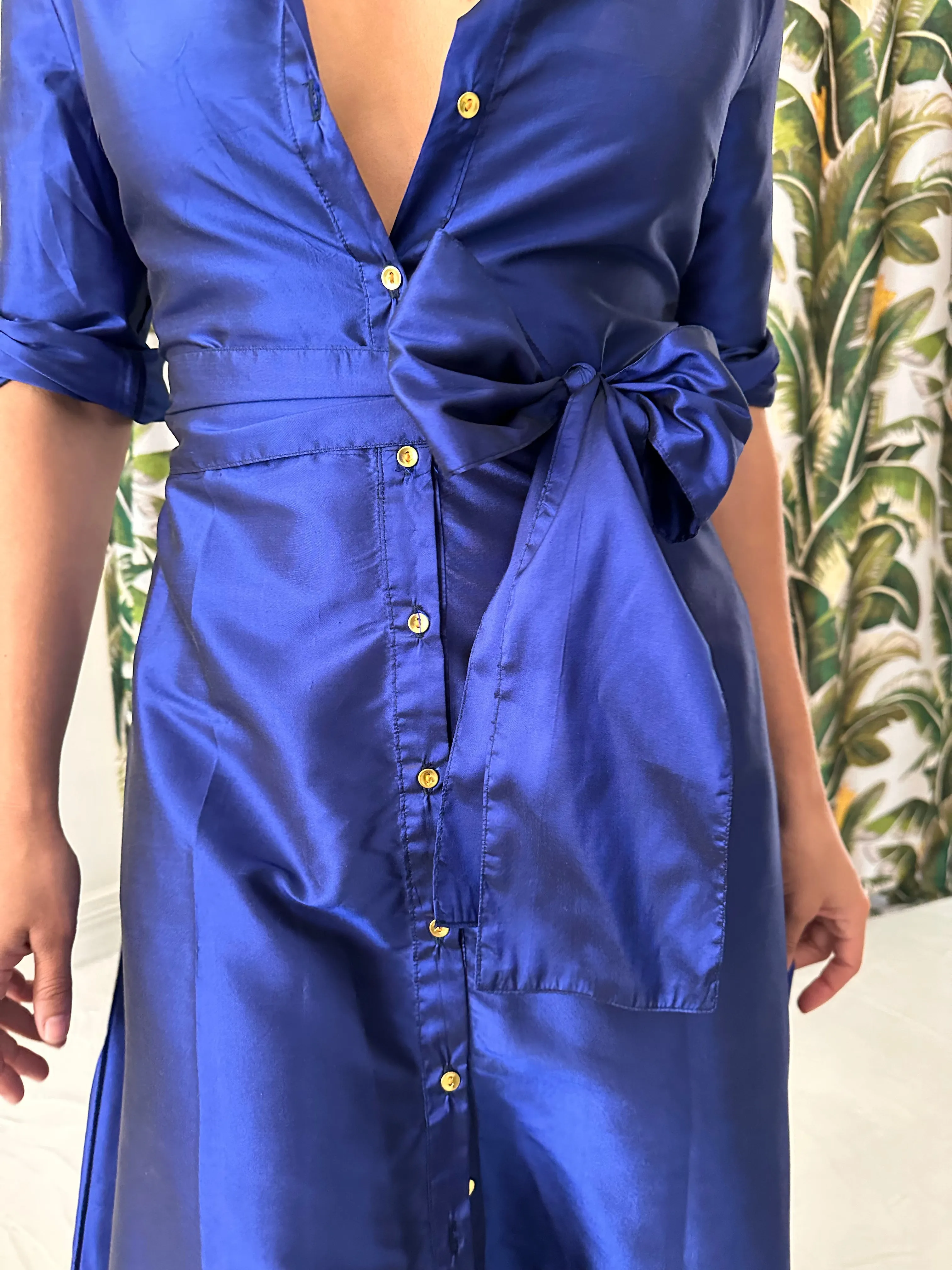 Palermo Maxi Dress in Blue Silk