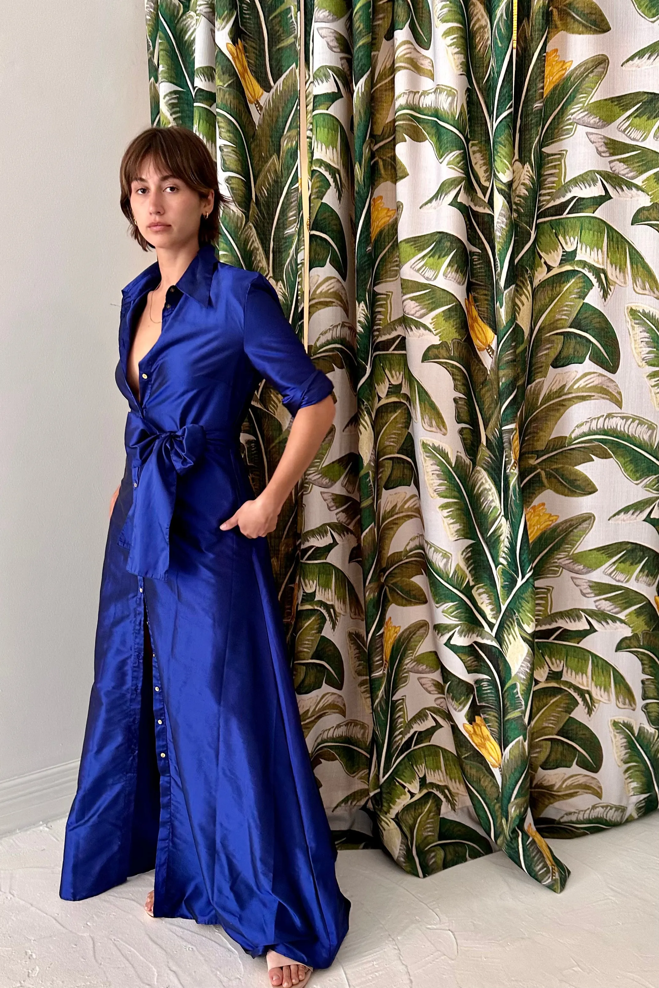 Palermo Maxi Dress in Blue Silk