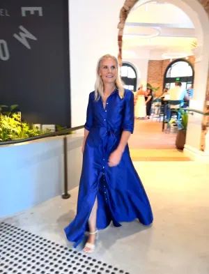 Palermo Maxi Dress in Blue Silk