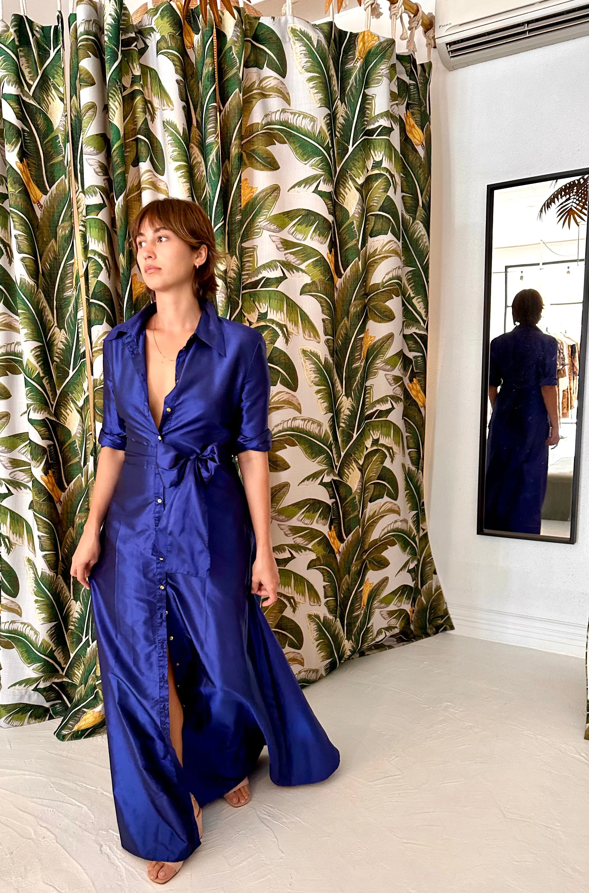Palermo Maxi Dress in Blue Silk