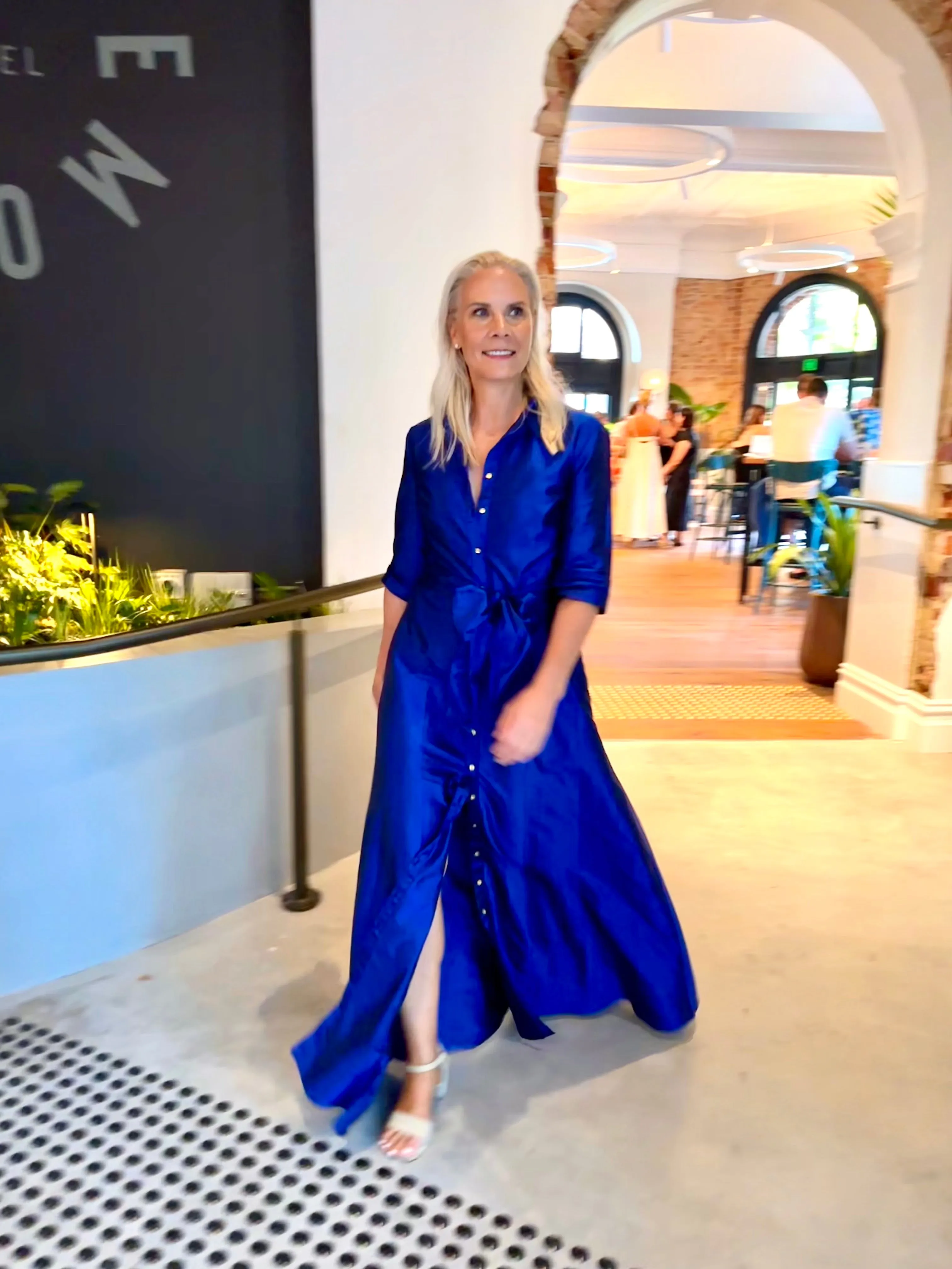 Palermo Maxi Dress in Blue Silk