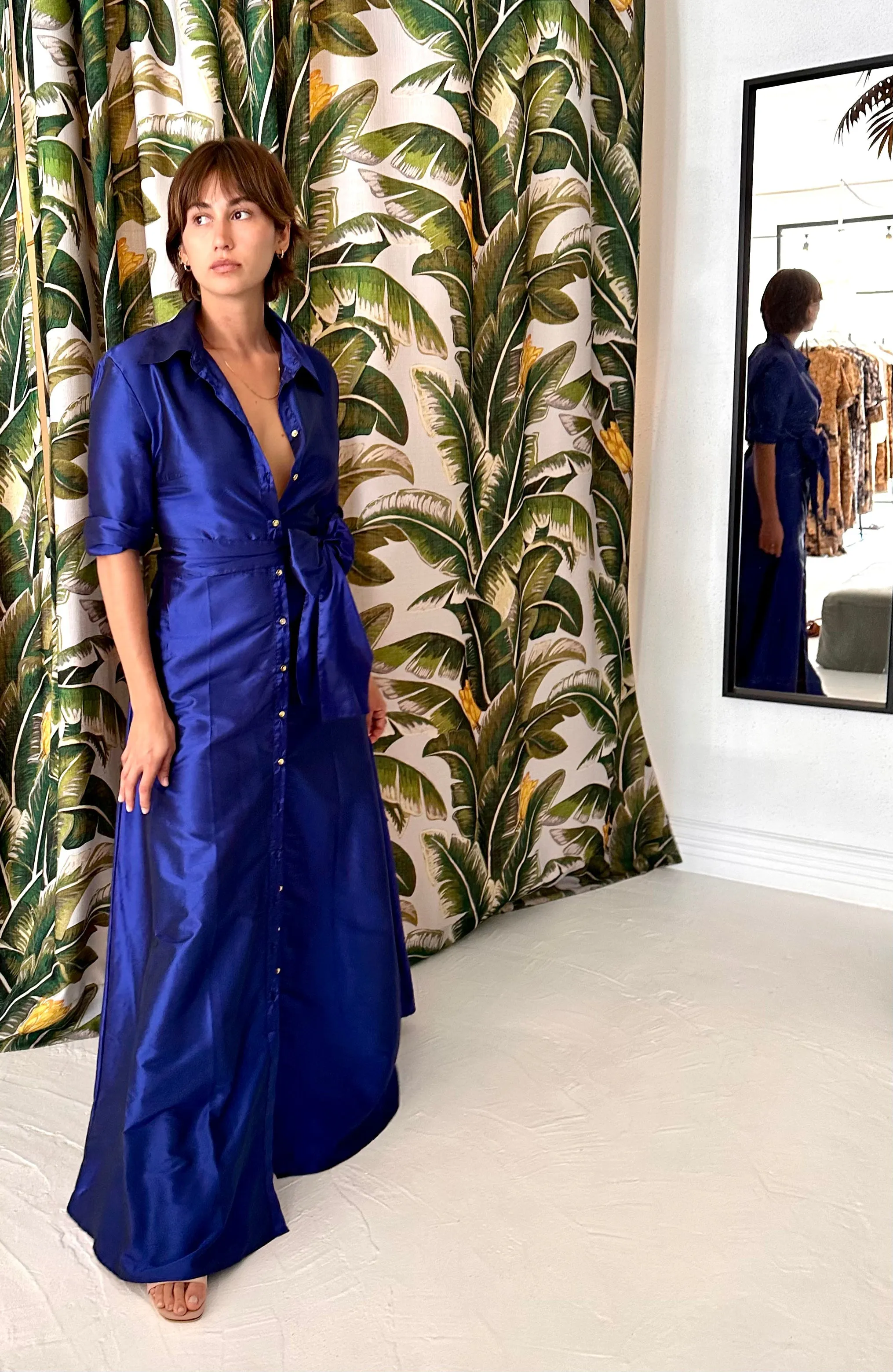 Palermo Maxi Dress in Blue Silk