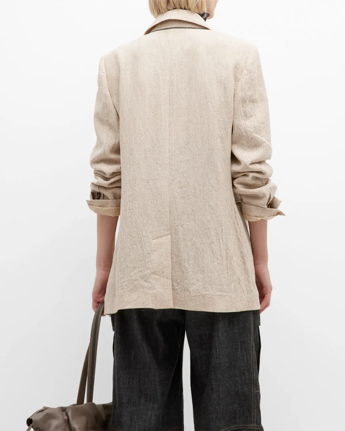 Panama Crinkle Linen Prince Of Wales Jacket