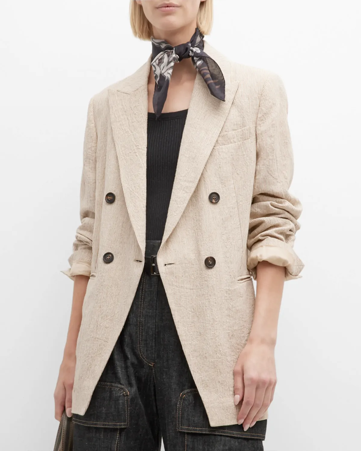 Panama Crinkle Linen Prince Of Wales Jacket