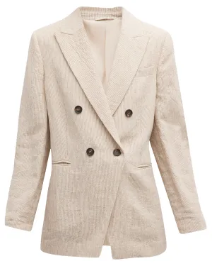 Panama Crinkle Linen Prince Of Wales Jacket