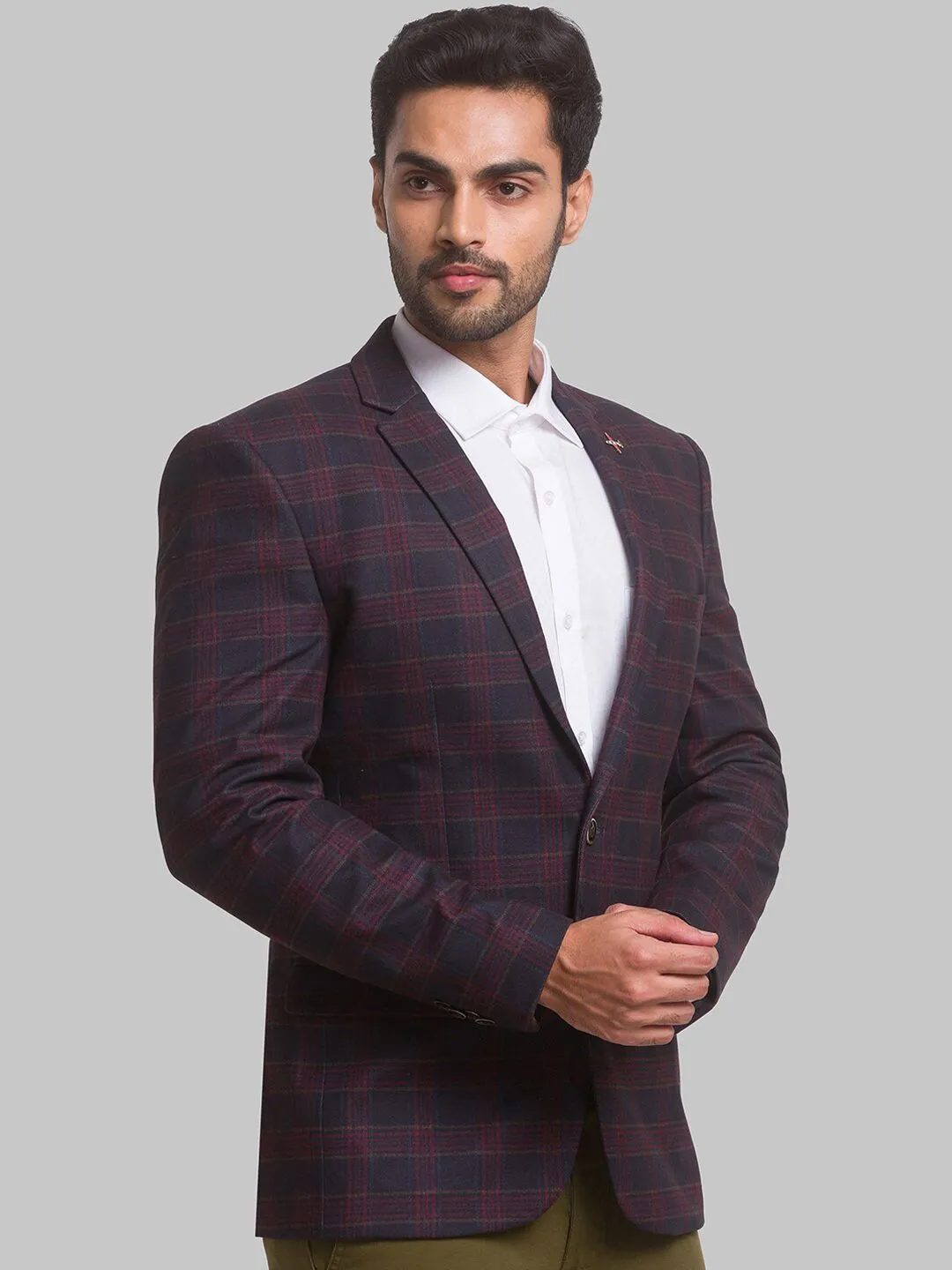 Park Avenue Men Checked Single Breasted Blazers