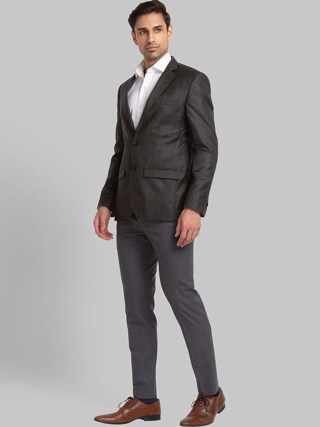 Park Avenue Men Checked Slim-Fit Single-Breasted 2 Piece Formal Suit