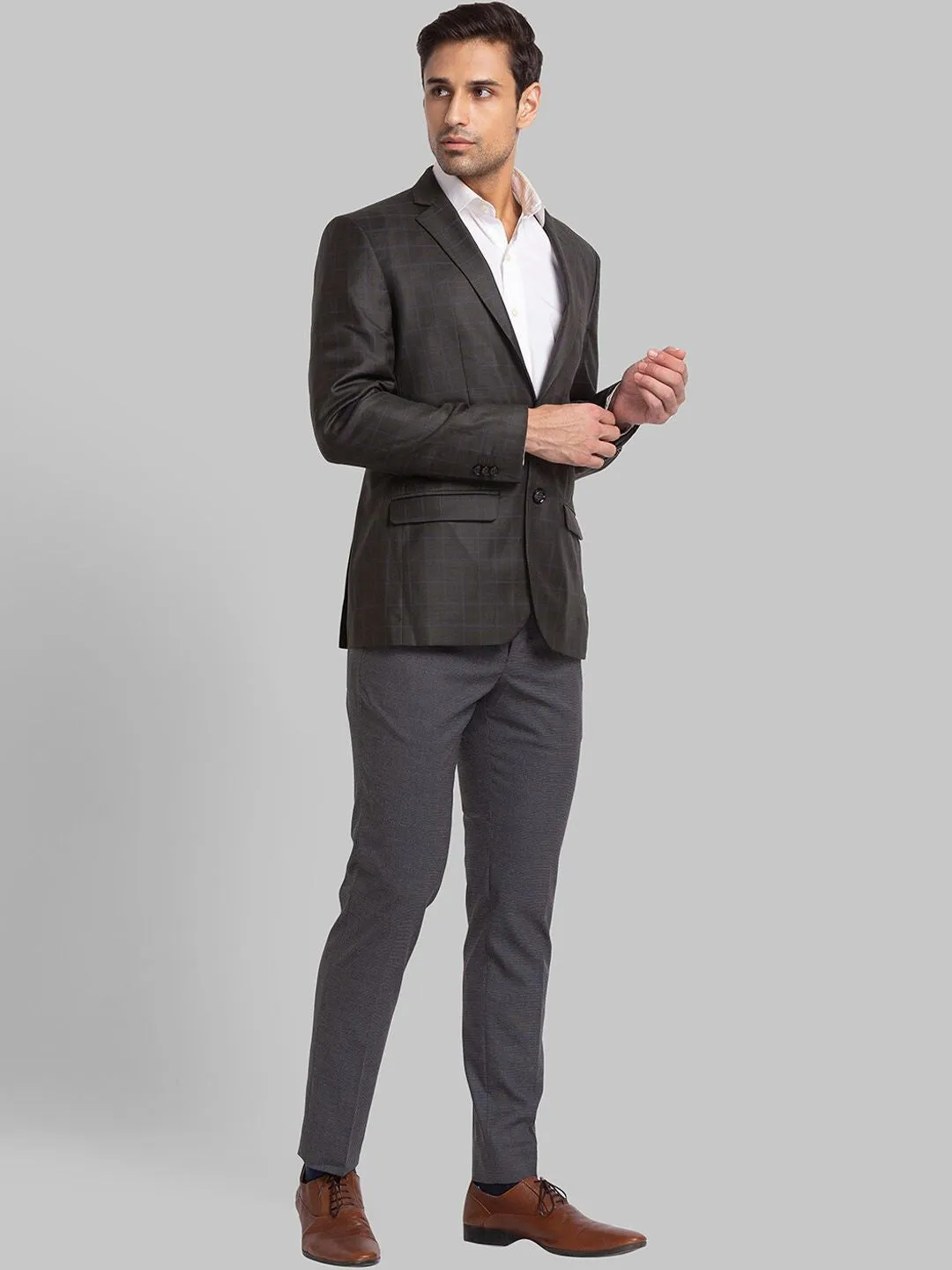 Park Avenue Men Checked Slim-Fit Single-Breasted 2 Piece Formal Suit