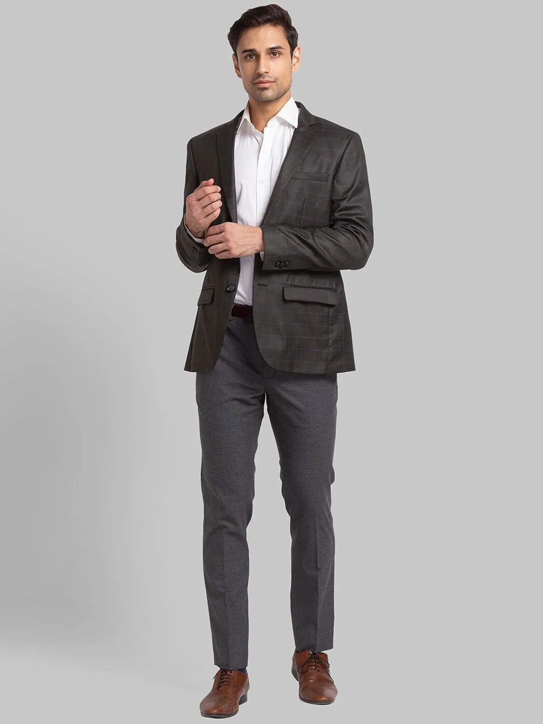 Park Avenue Men Checked Slim-Fit Single-Breasted 2 Piece Formal Suit