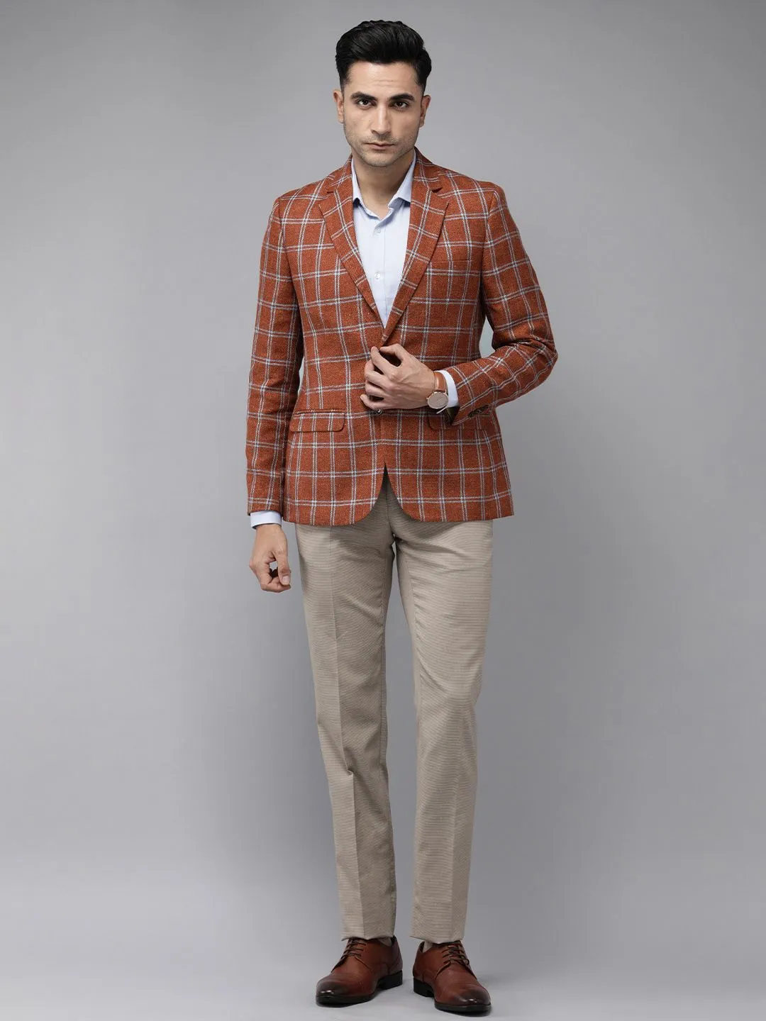 Park Avenue Regular Fit Checked Single-Breasted Formal Blazers