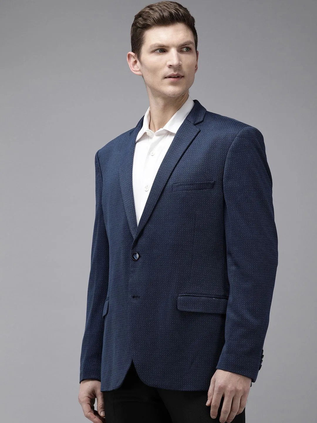 Park Avenue Super Slim Fit Self Design Single-Breasted Formal Blazers