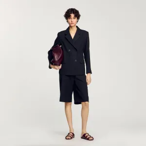 Pastel Double-Breasted Suit Jacket Black