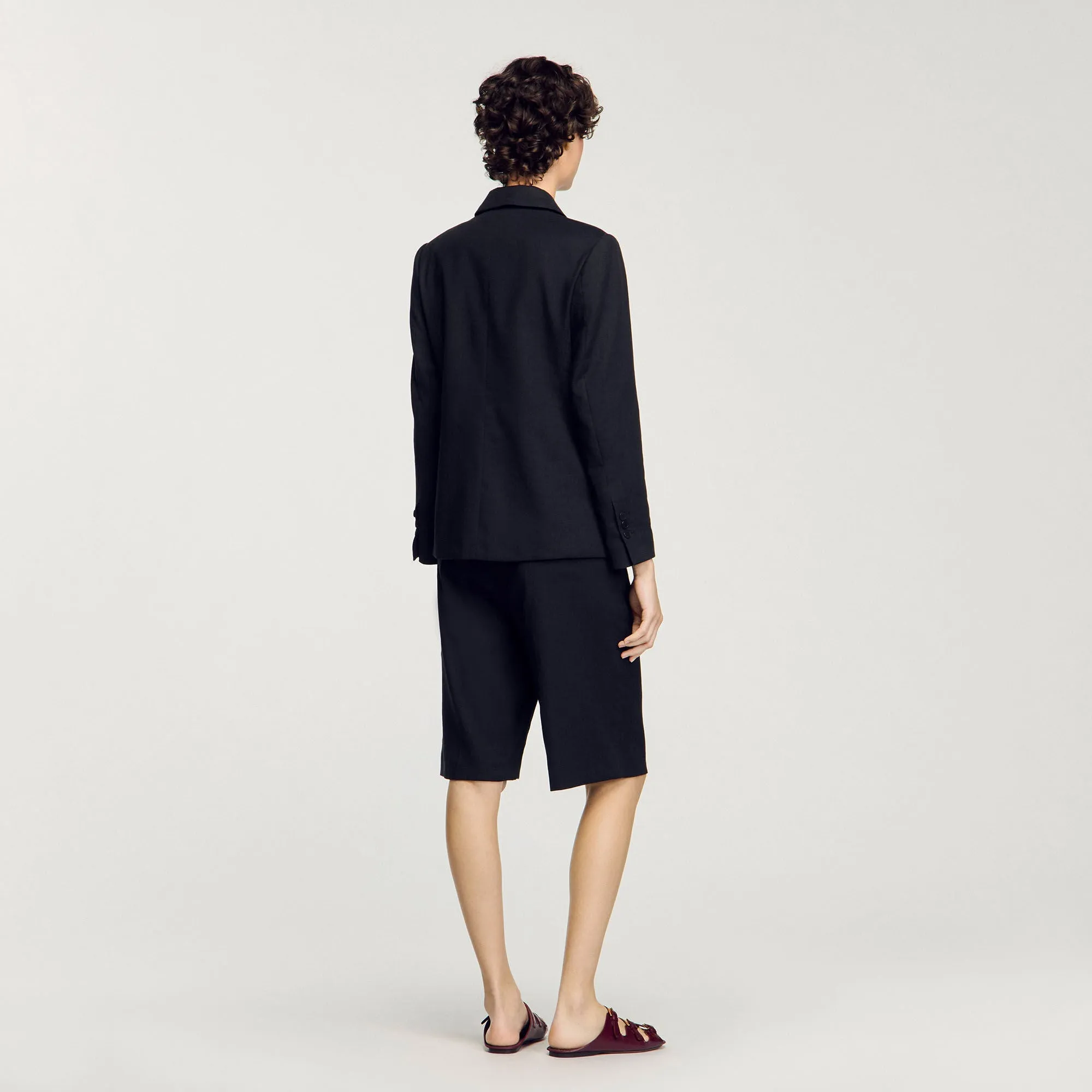 Pastel Double-Breasted Suit Jacket Black