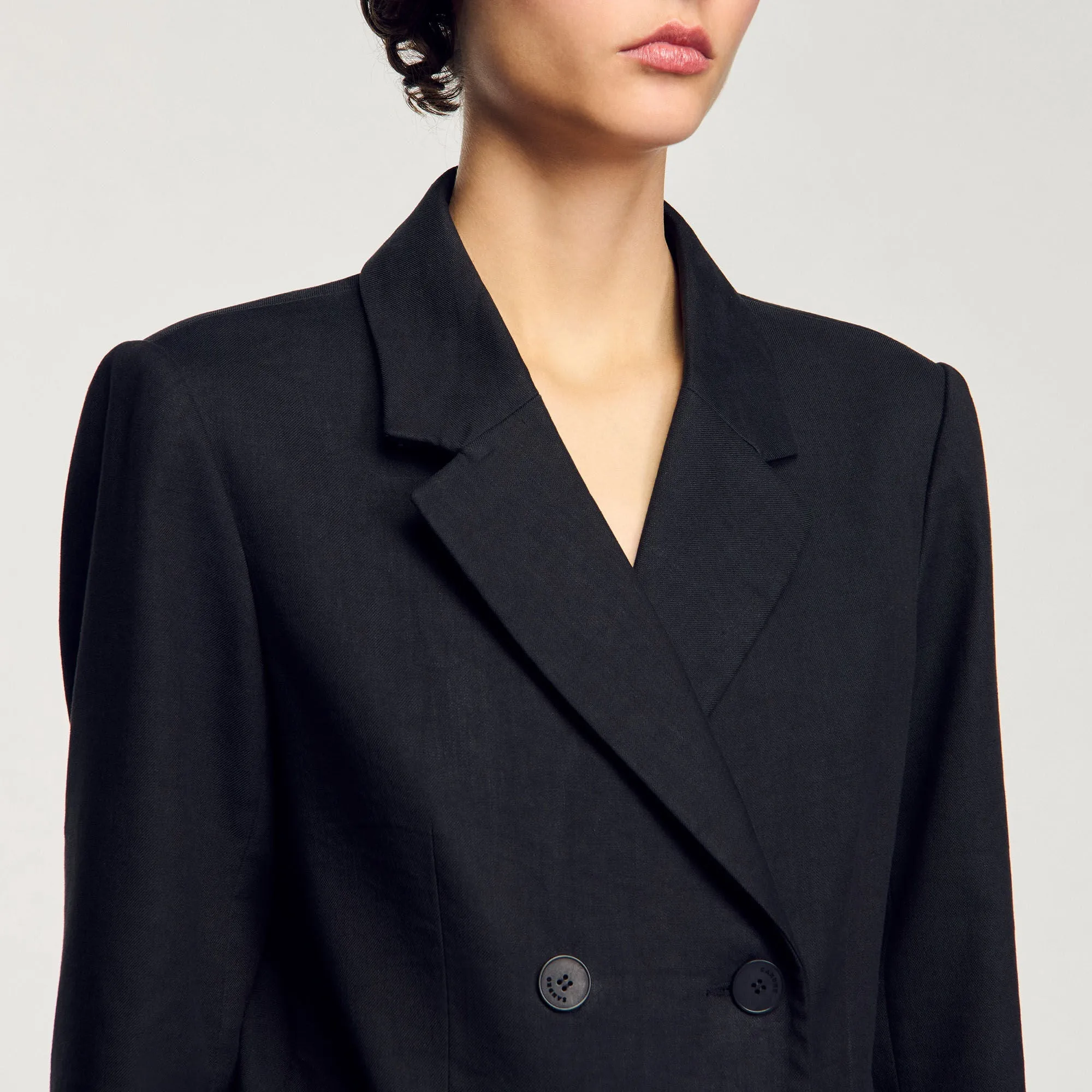Pastel Double-Breasted Suit Jacket Black