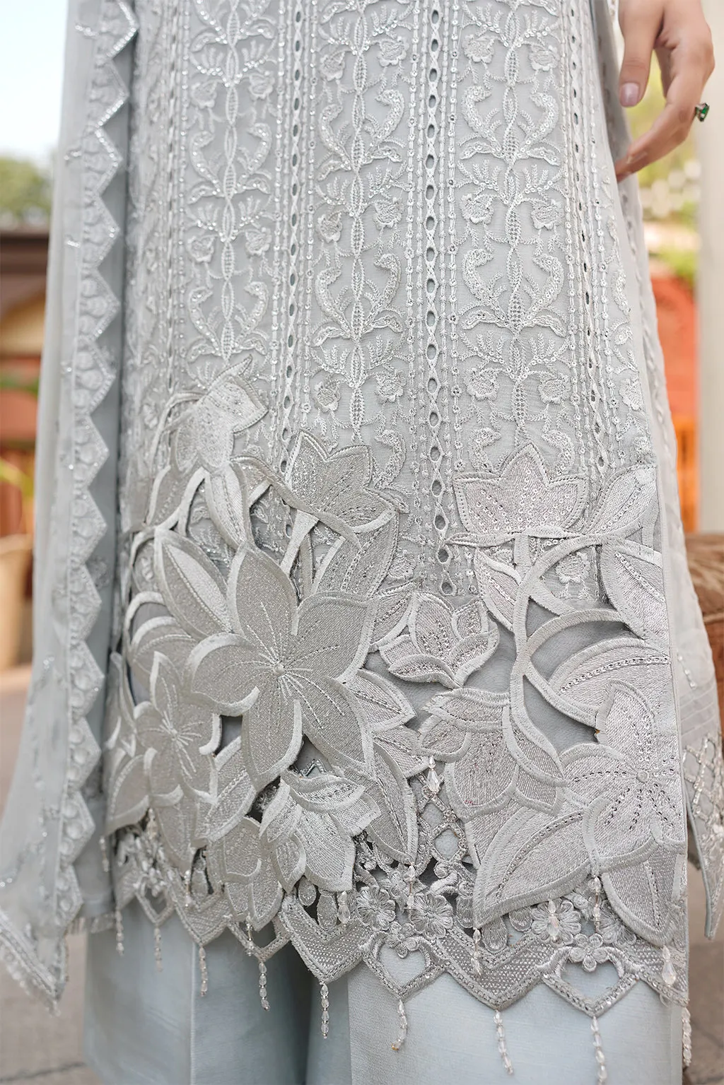 Pearl Shade Embroidered Floral Designed Pakistani Salwar Kameez Suit