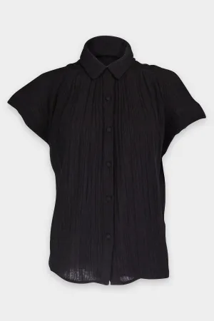 Penny Short Sleeve Blouse in Ebony