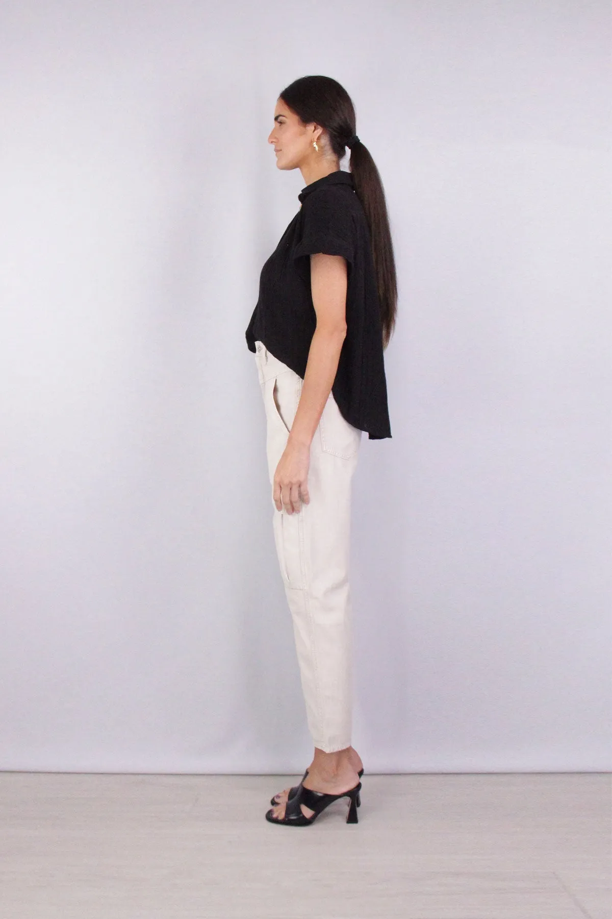 Penny Short Sleeve Blouse in Ebony