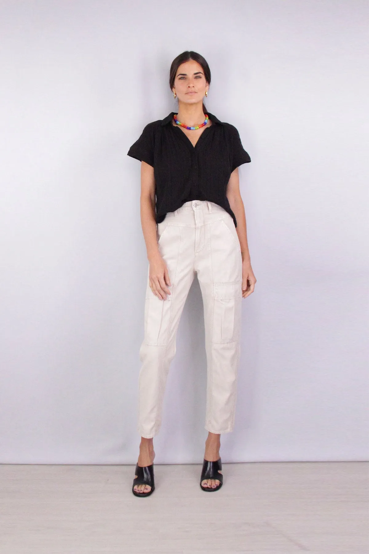 Penny Short Sleeve Blouse in Ebony