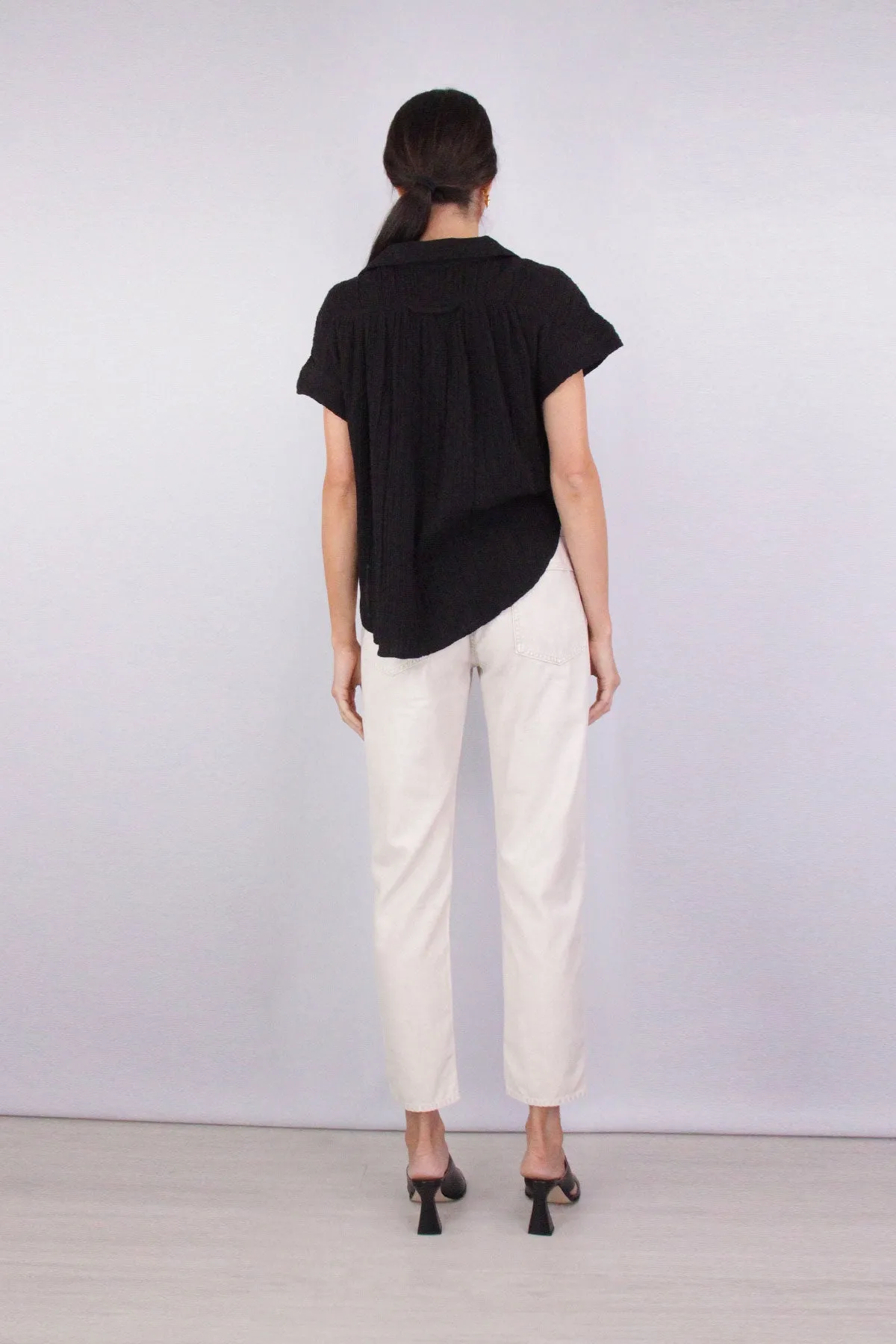Penny Short Sleeve Blouse in Ebony