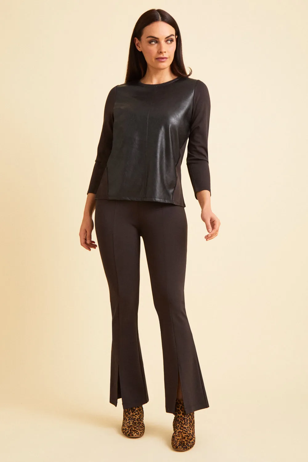 Perry Super Slim Seamed Slit Pant - Paramount Knit