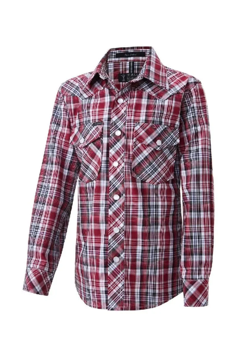 Pilbara Shirt Boys Western Snap Button Check