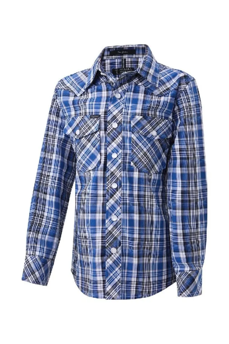 Pilbara Shirt Boys Western Snap Button Check