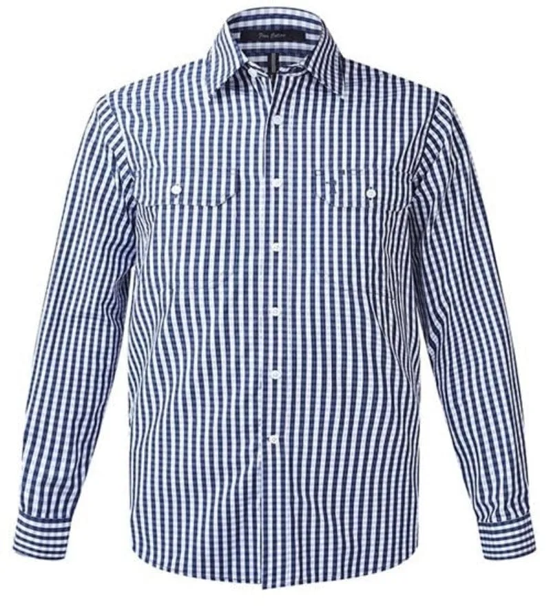 Pilbara Shirt Mens Blue/White Check (RMPC004)