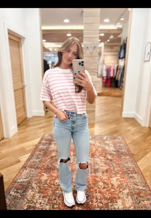 Pink and Cream Stripe Top
