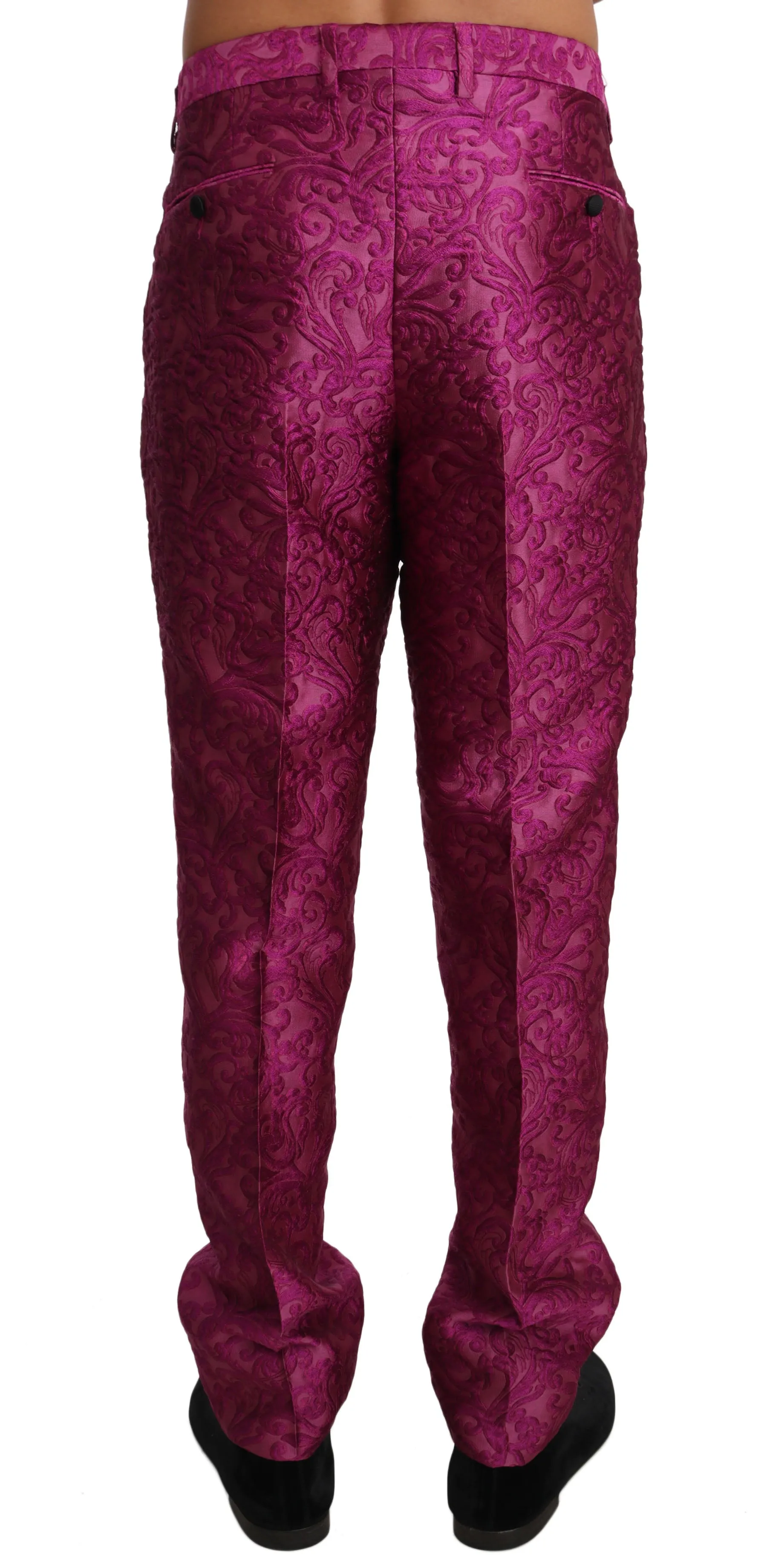 Pink Jacquard Floral Pattern Trousers Pants