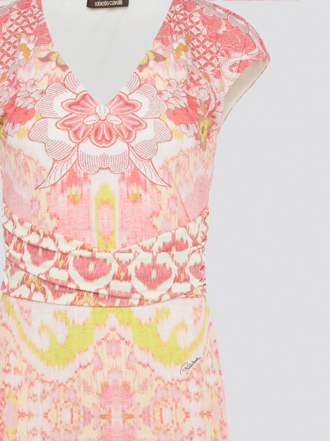 Pink Printed Cap Sleeve Dress