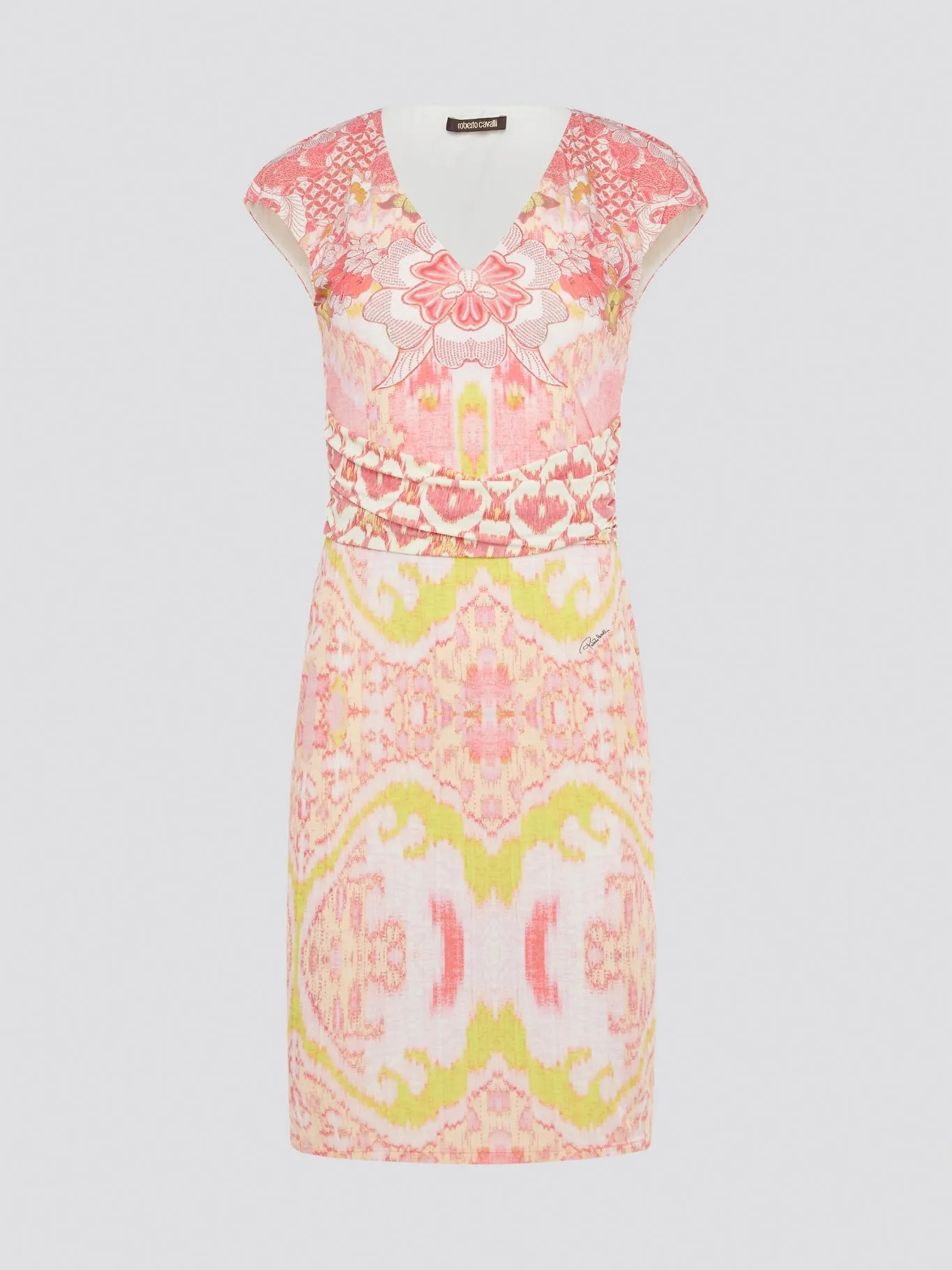 Pink Printed Cap Sleeve Dress