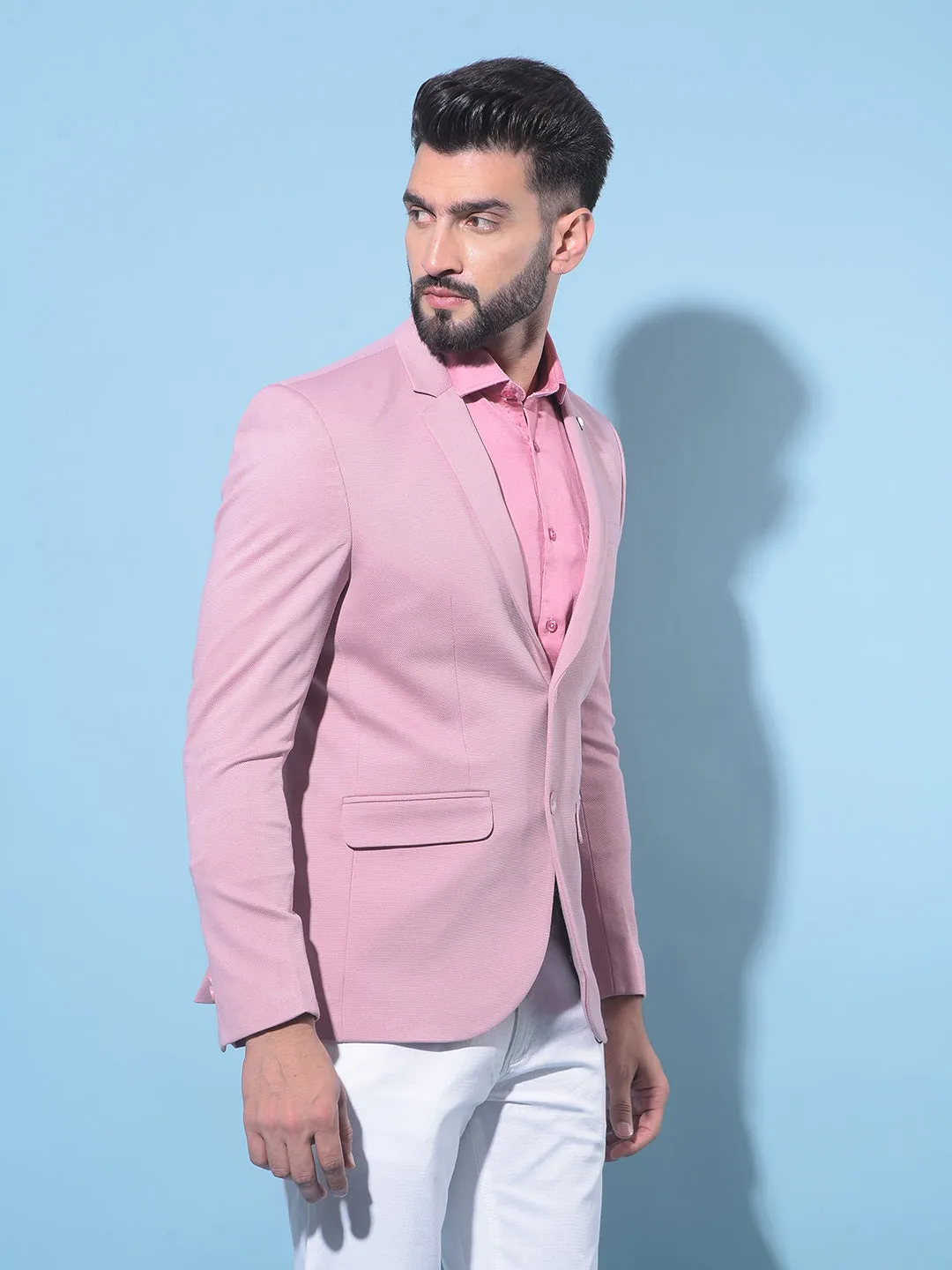 Pink Single-Breasted Blazer