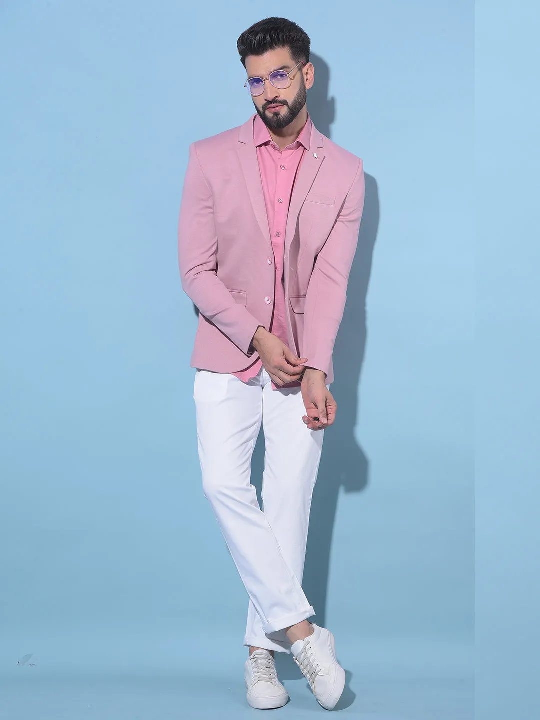 Pink Single-Breasted Blazer
