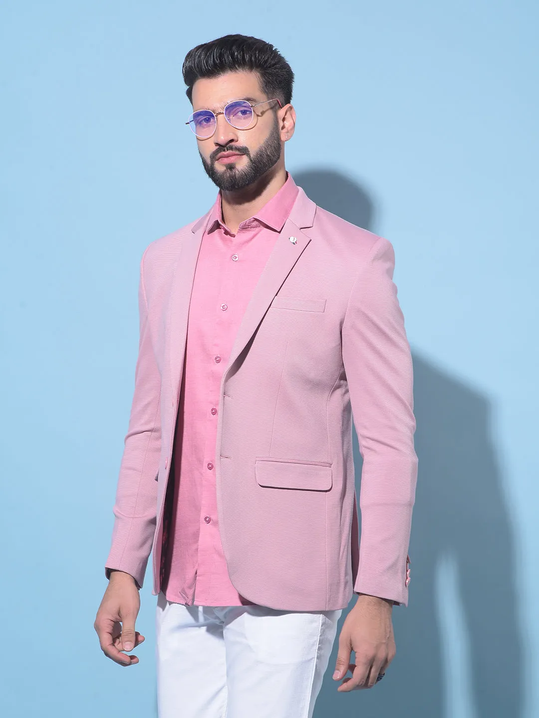 Pink Single-Breasted Blazer