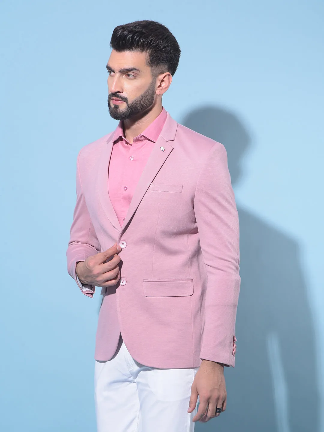 Pink Single-Breasted Blazer