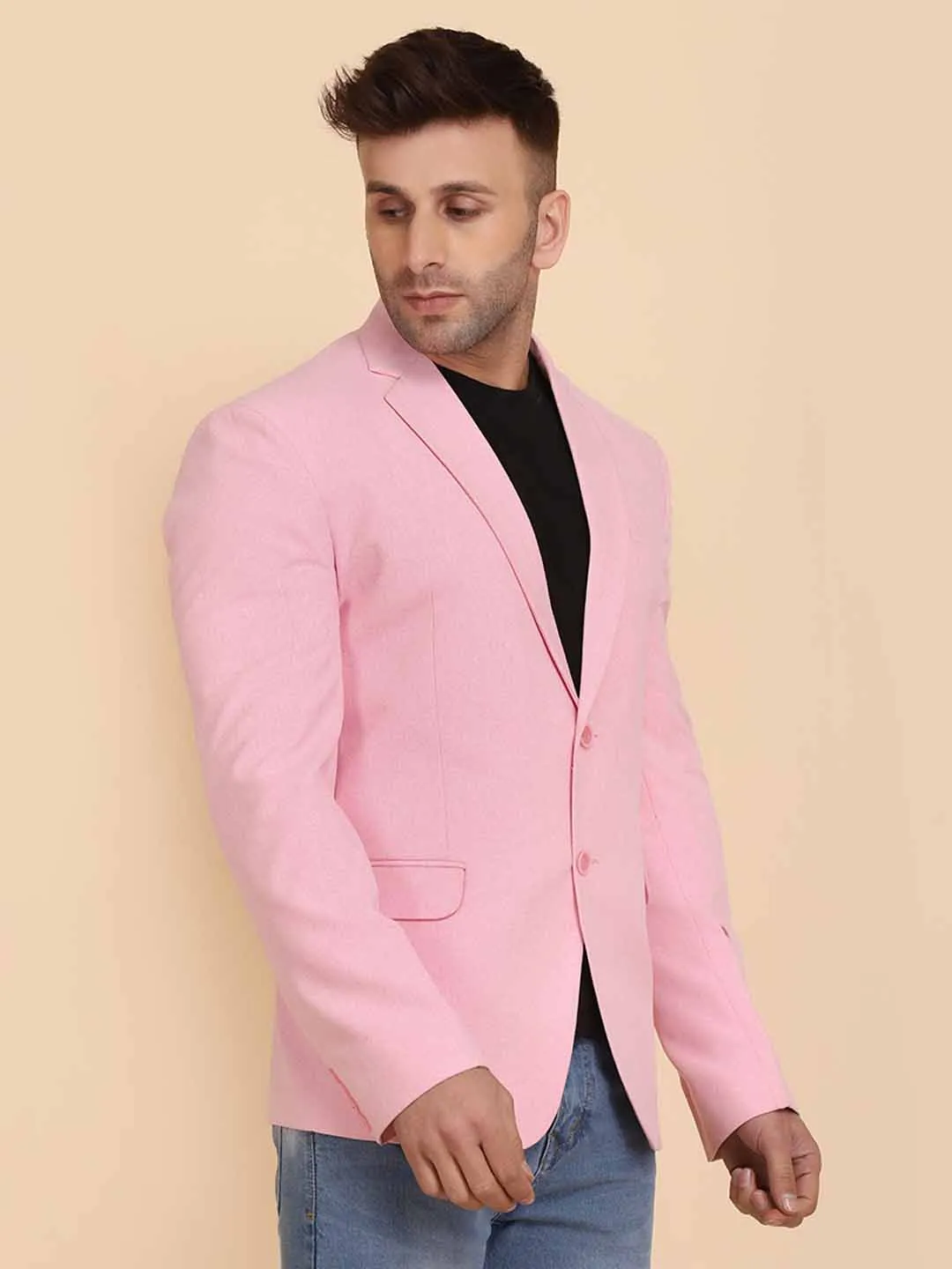 Pink Sold Single Breasted Casual Blazer