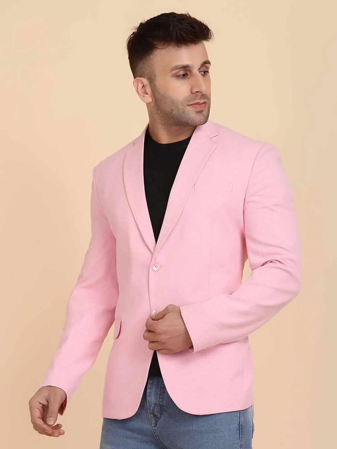 Pink Sold Single Breasted Casual Blazer