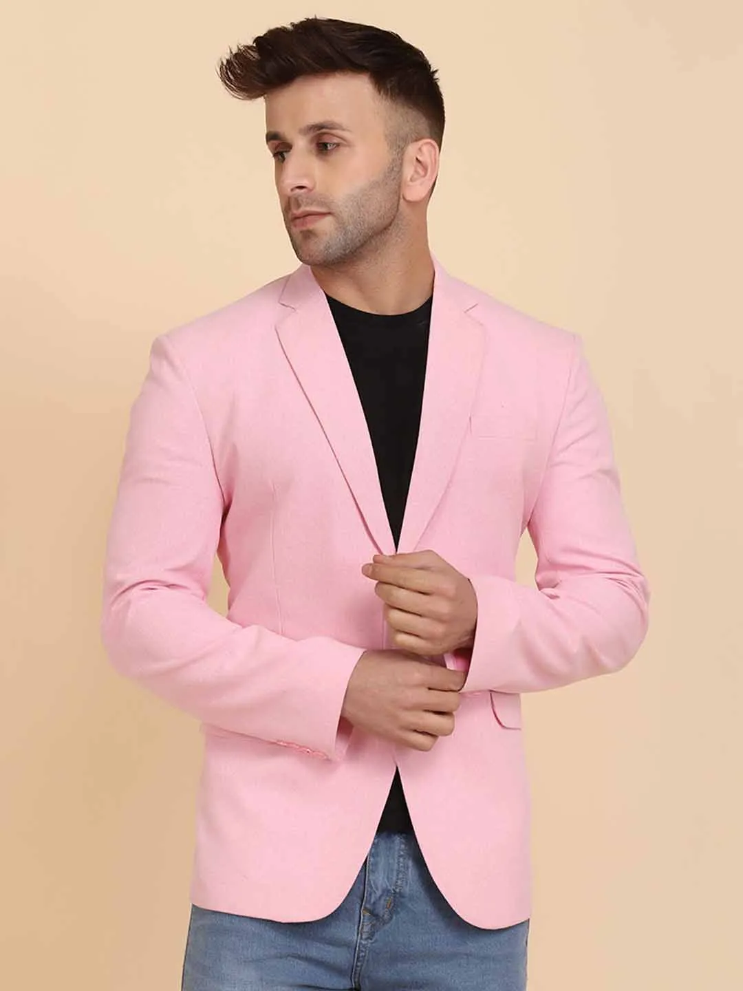 Pink Sold Single Breasted Casual Blazer